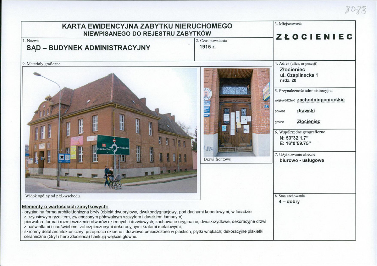 Karta obiektu niewpisanego do rejestru, skan nr 1