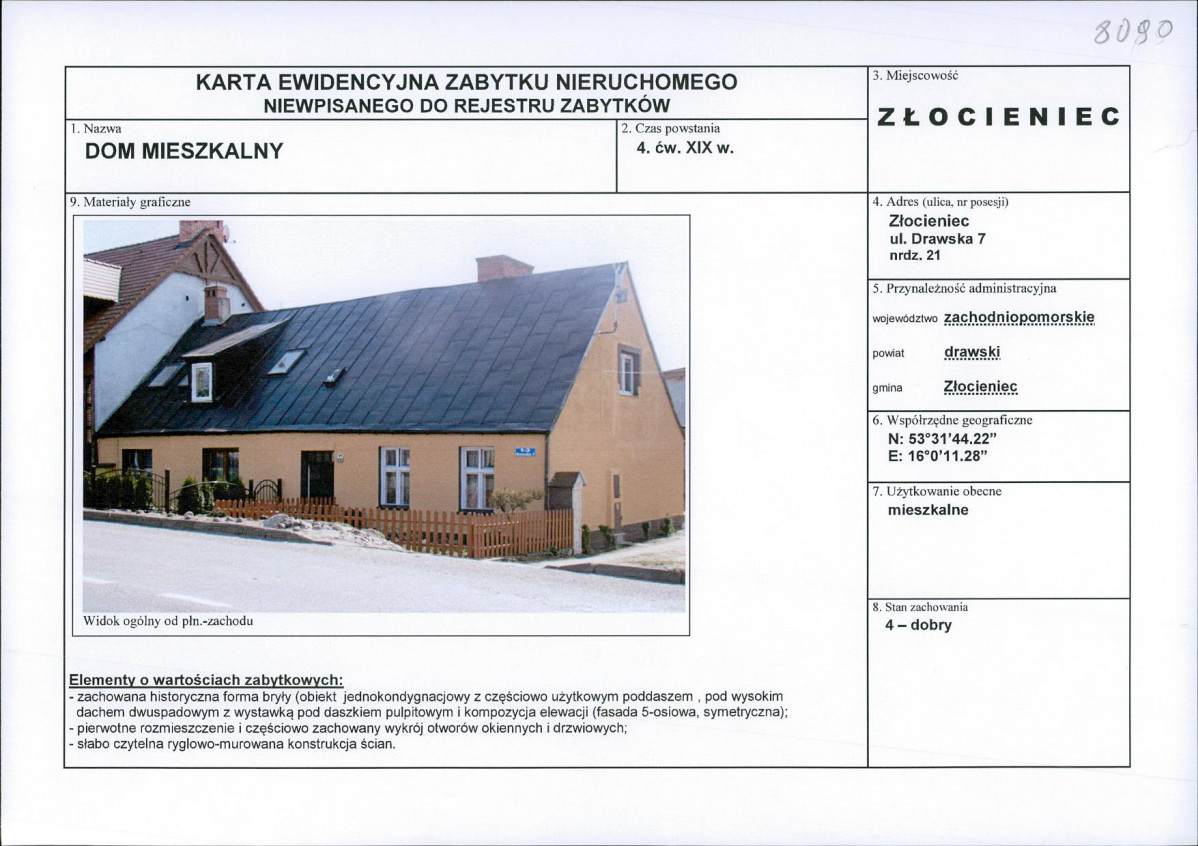Karta obiektu niewpisanego do rejestru, skan nr 1