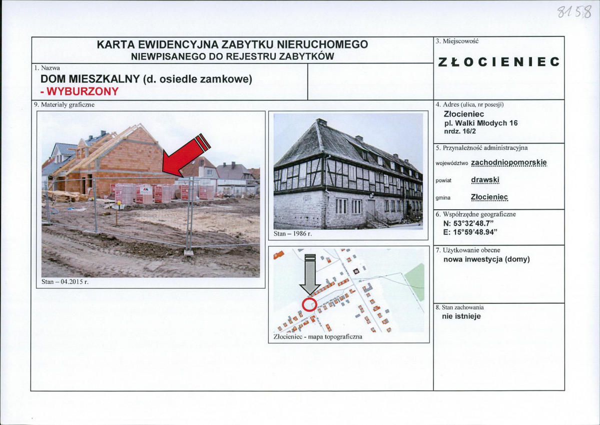Karta obiektu niewpisanego do rejestru, skan nr 1
