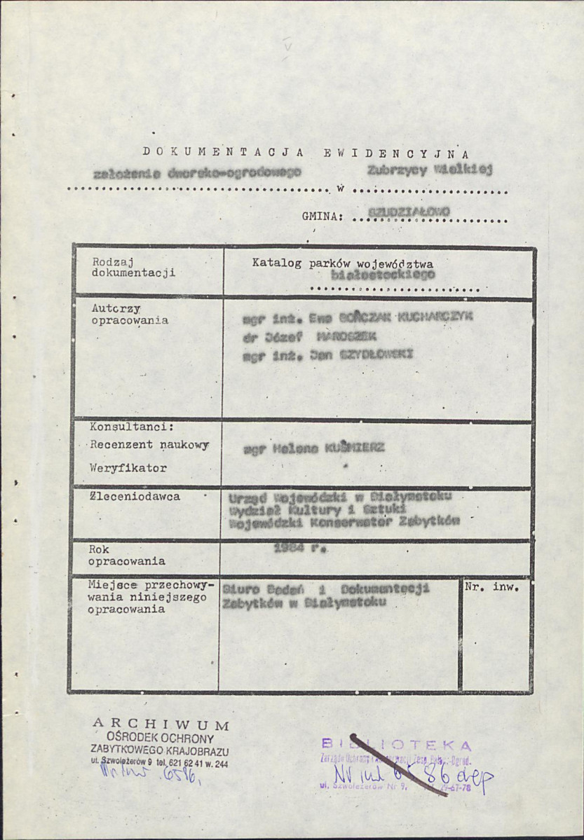 EP - Ewidencja parkowa, skan nr 5