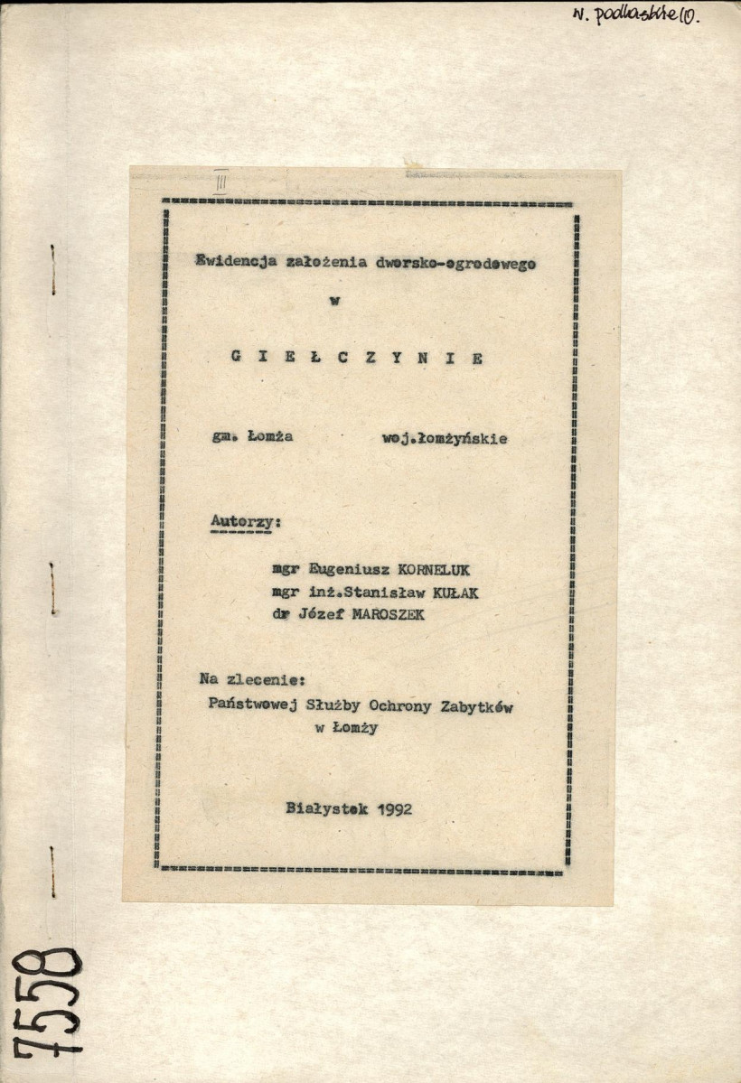 EP - Ewidencja parkowa, skan nr 1
