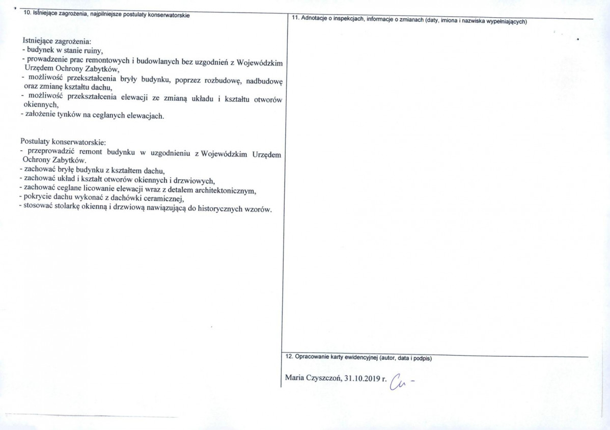 Karta obiektu niewpisanego do rejestru, skan nr 2