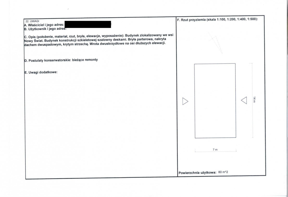 KEZN - Karta obiektu niewpisanego do rejestru, skan nr 2