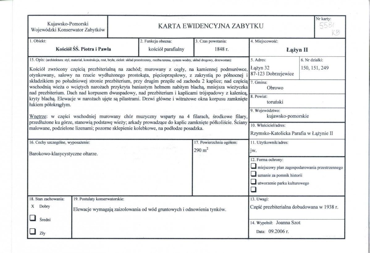 KEZN - Karta obiektu niewpisanego do rejestru, skan nr 1