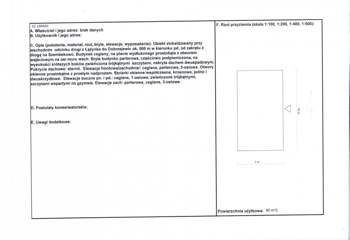 KEZN - Karta obiektu niewpisanego do rejestru, skan nr 2