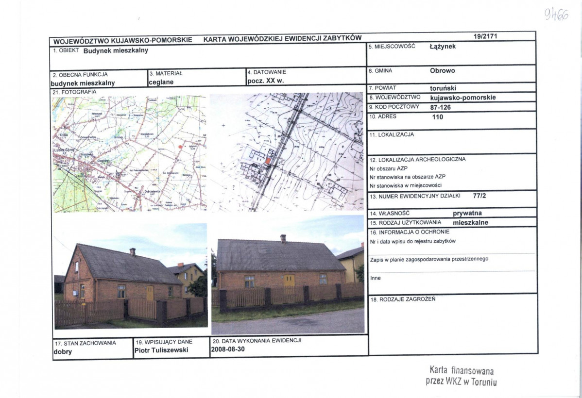 KEZN - Karta obiektu niewpisanego do rejestru, skan nr 1