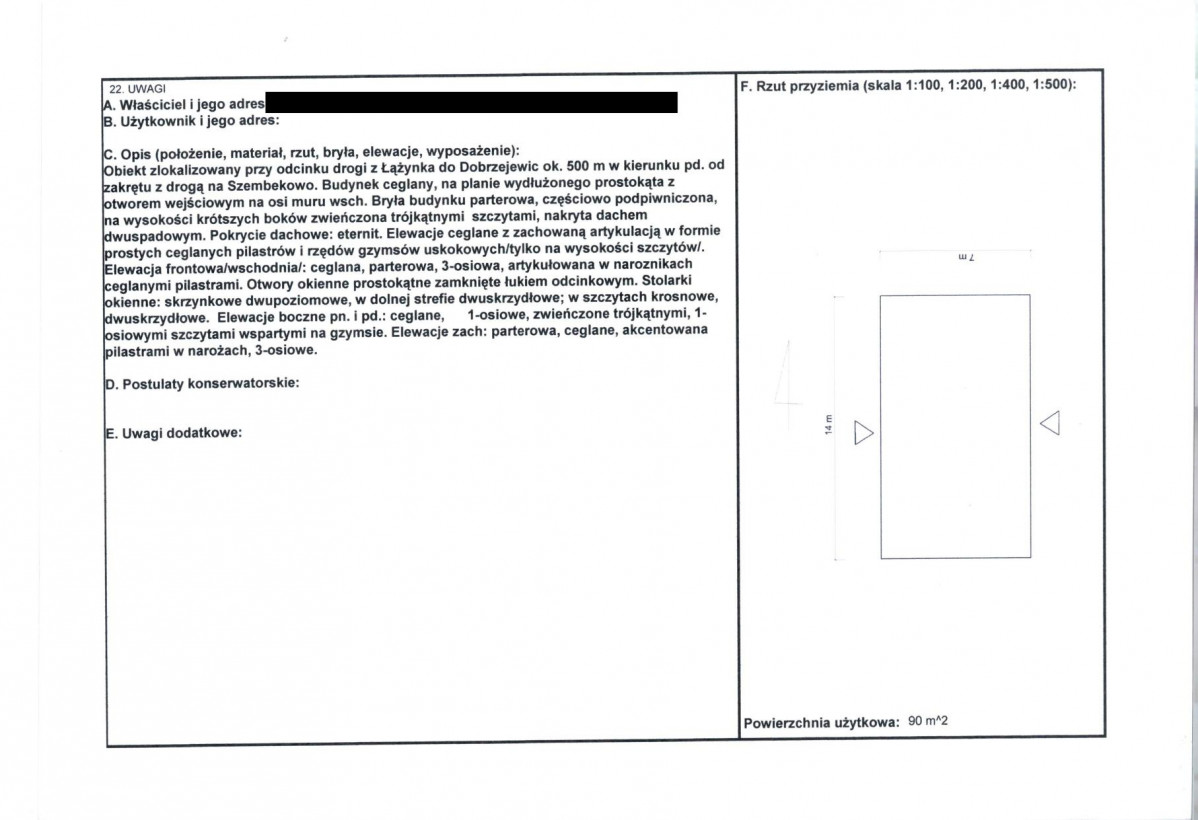 KEZN - Karta obiektu niewpisanego do rejestru, skan nr 2