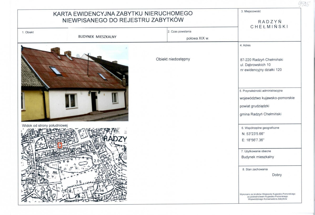 KEZN - Karta obiektu niewpisanego do rejestru, skan nr 1