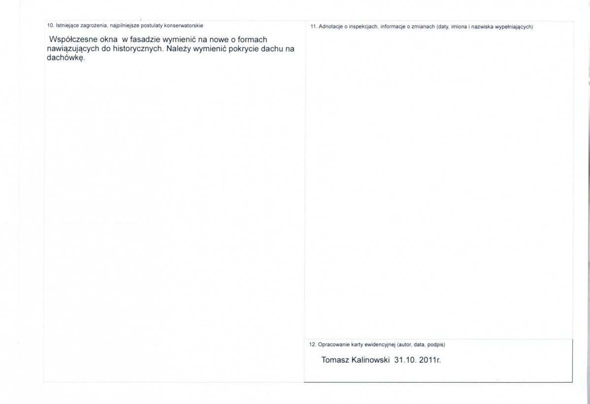 KEZN - Karta obiektu niewpisanego do rejestru, skan nr 2