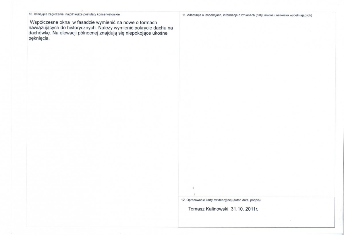 KEZN - Karta obiektu niewpisanego do rejestru, skan nr 2