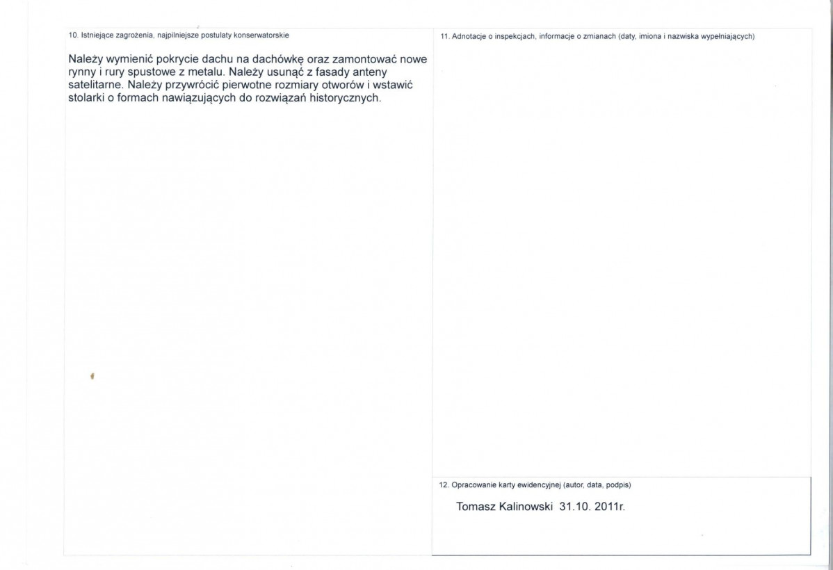 KEZN - Karta obiektu niewpisanego do rejestru, skan nr 2