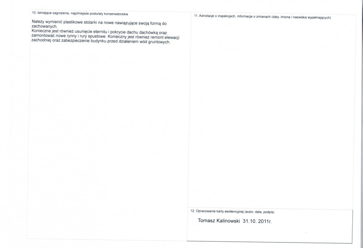 KEZN - Karta obiektu niewpisanego do rejestru, skan nr 2