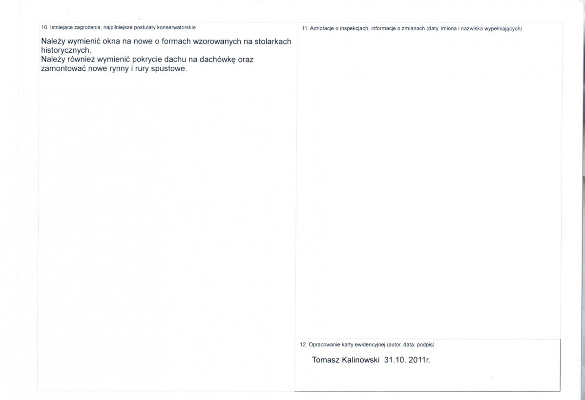 KEZN - Karta obiektu niewpisanego do rejestru, skan nr 2