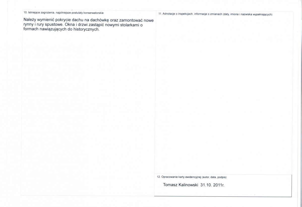 KEZN - Karta obiektu niewpisanego do rejestru, skan nr 2