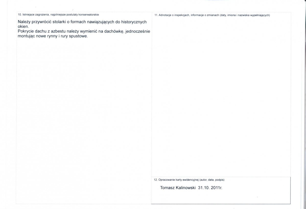 KEZN - Karta obiektu niewpisanego do rejestru, skan nr 2