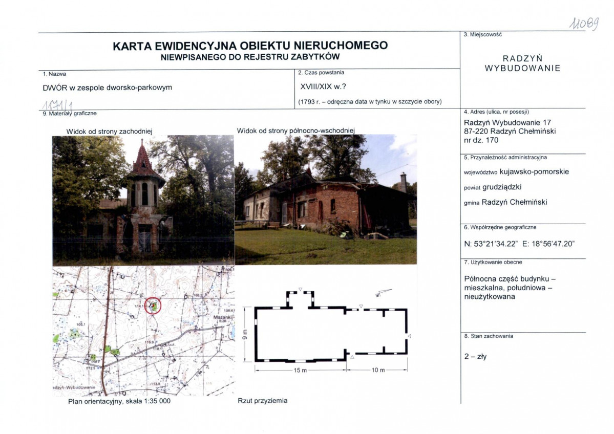 KEZN - Karta obiektu niewpisanego do rejestru, skan nr 1