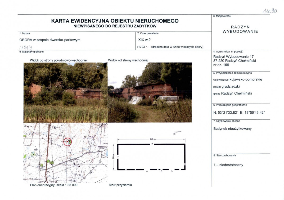 KEZN - Karta obiektu niewpisanego do rejestru, skan nr 1
