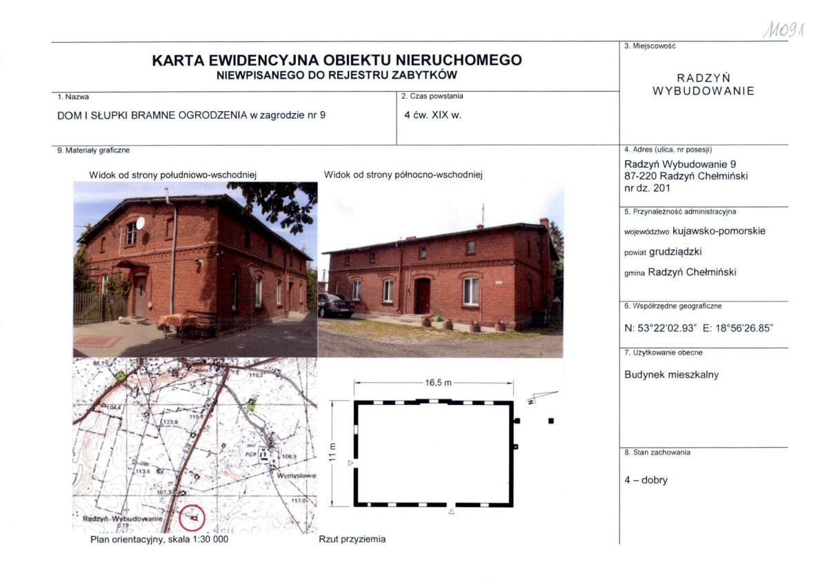 Karta obiektu niewpisanego do rejestru, skan nr 1
