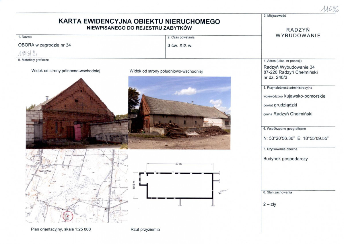 KEZN - Karta obiektu niewpisanego do rejestru, skan nr 1