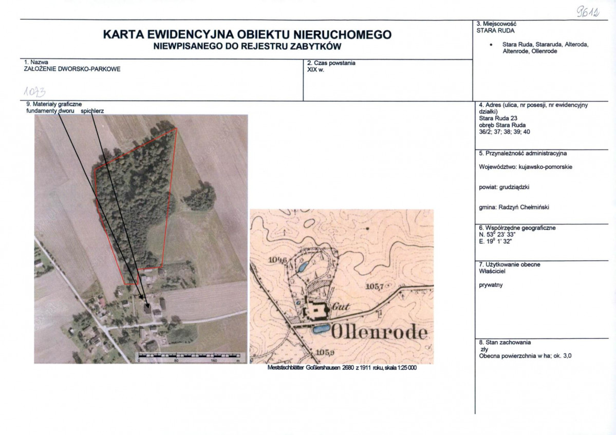 KEZN - Karta obiektu niewpisanego do rejestru, skan nr 1