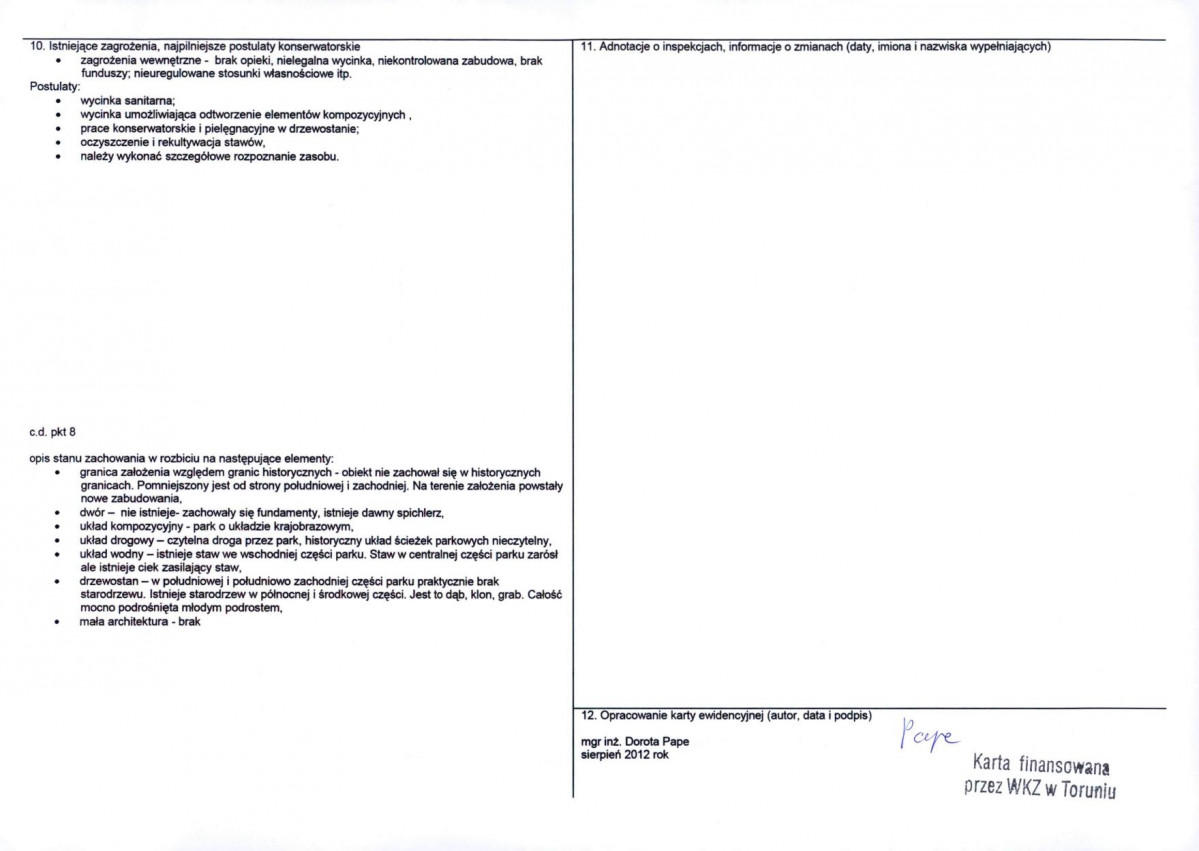 KEZN - Karta obiektu niewpisanego do rejestru, skan nr 2