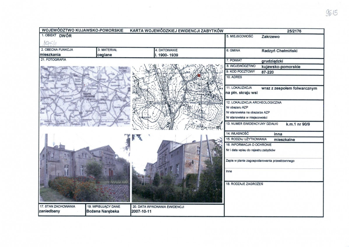 KEZN - Karta obiektu niewpisanego do rejestru, skan nr 1