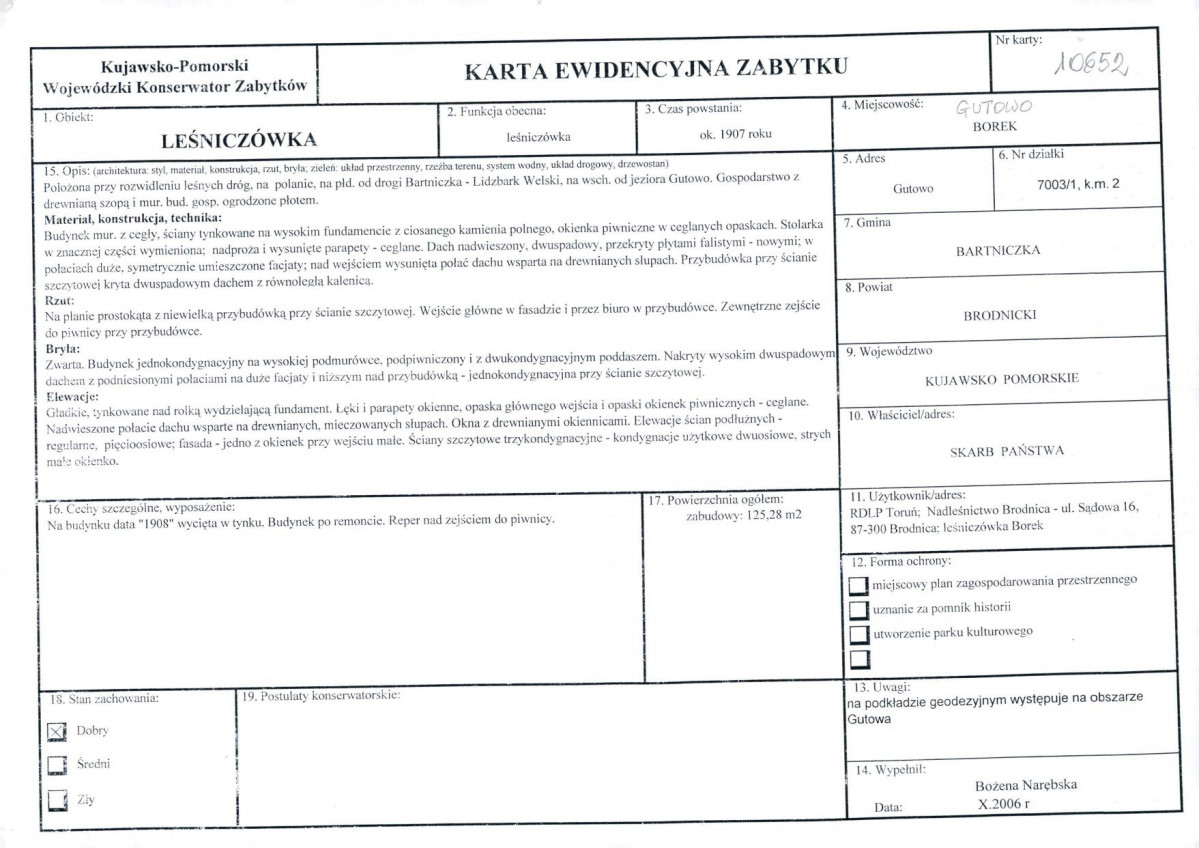 KEZN - Karta obiektu niewpisanego do rejestru, skan nr 1