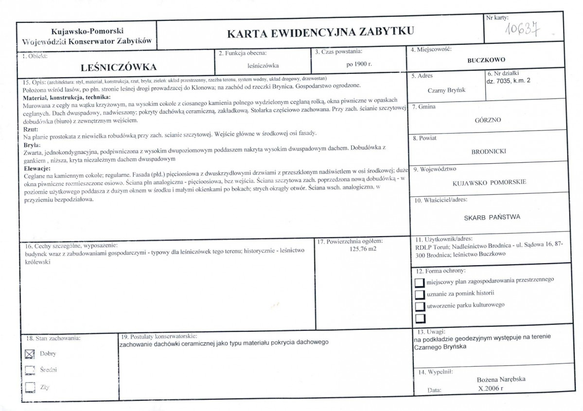 Karta obiektu niewpisanego do rejestru, skan nr 1