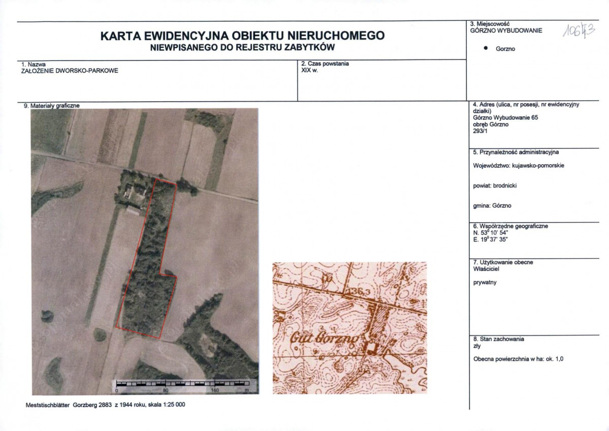 Karta obiektu niewpisanego do rejestru, skan nr 1