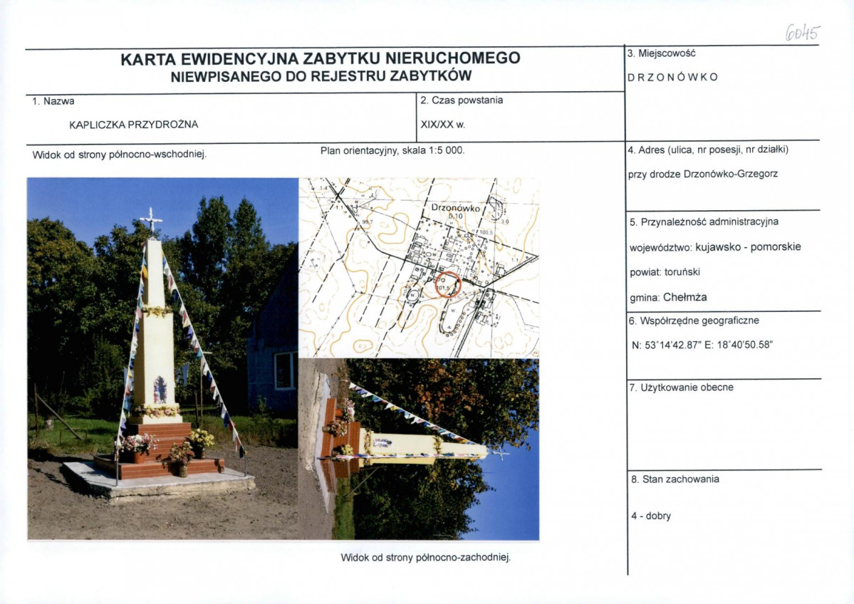 KEZN - Karta obiektu niewpisanego do rejestru, skan nr 1