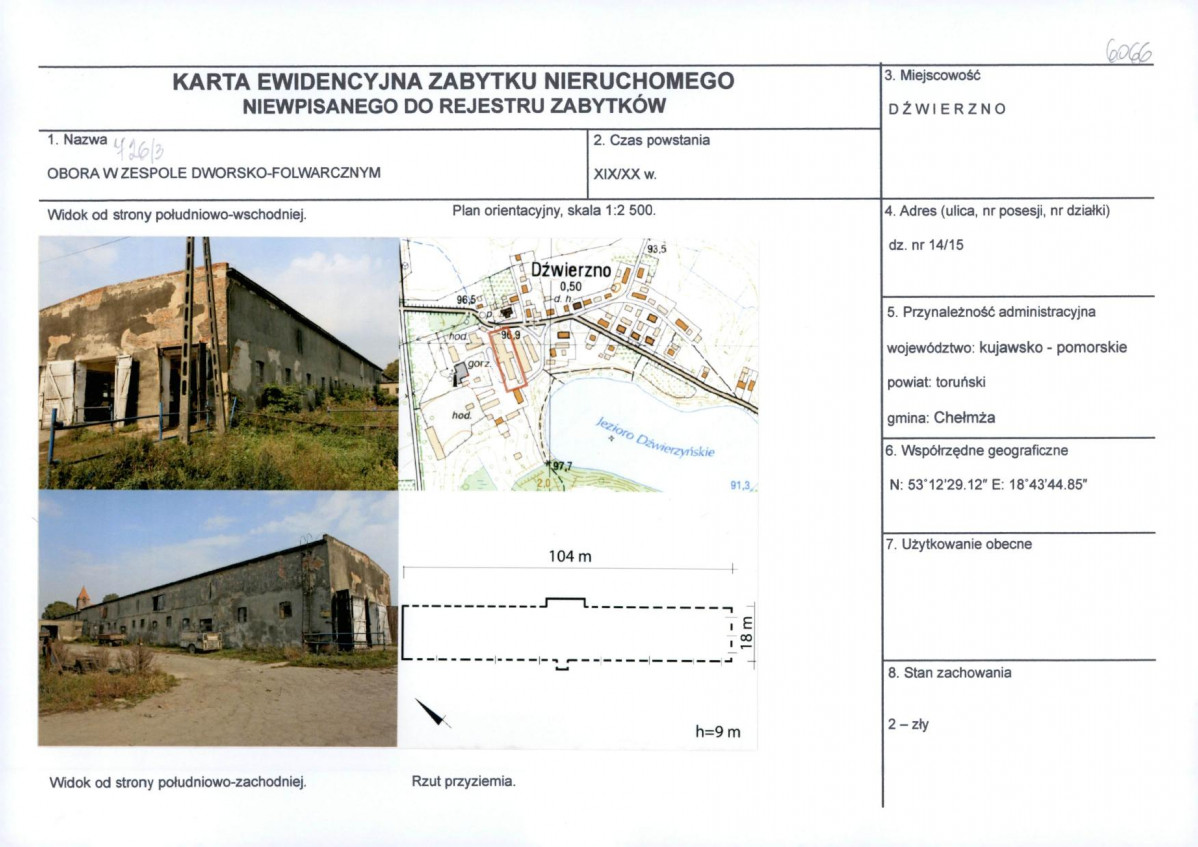 KEZN - Karta obiektu niewpisanego do rejestru, skan nr 1