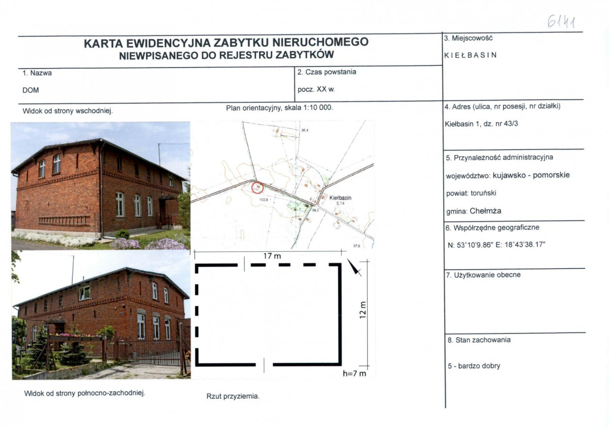 KEZN - Karta obiektu niewpisanego do rejestru, skan nr 1