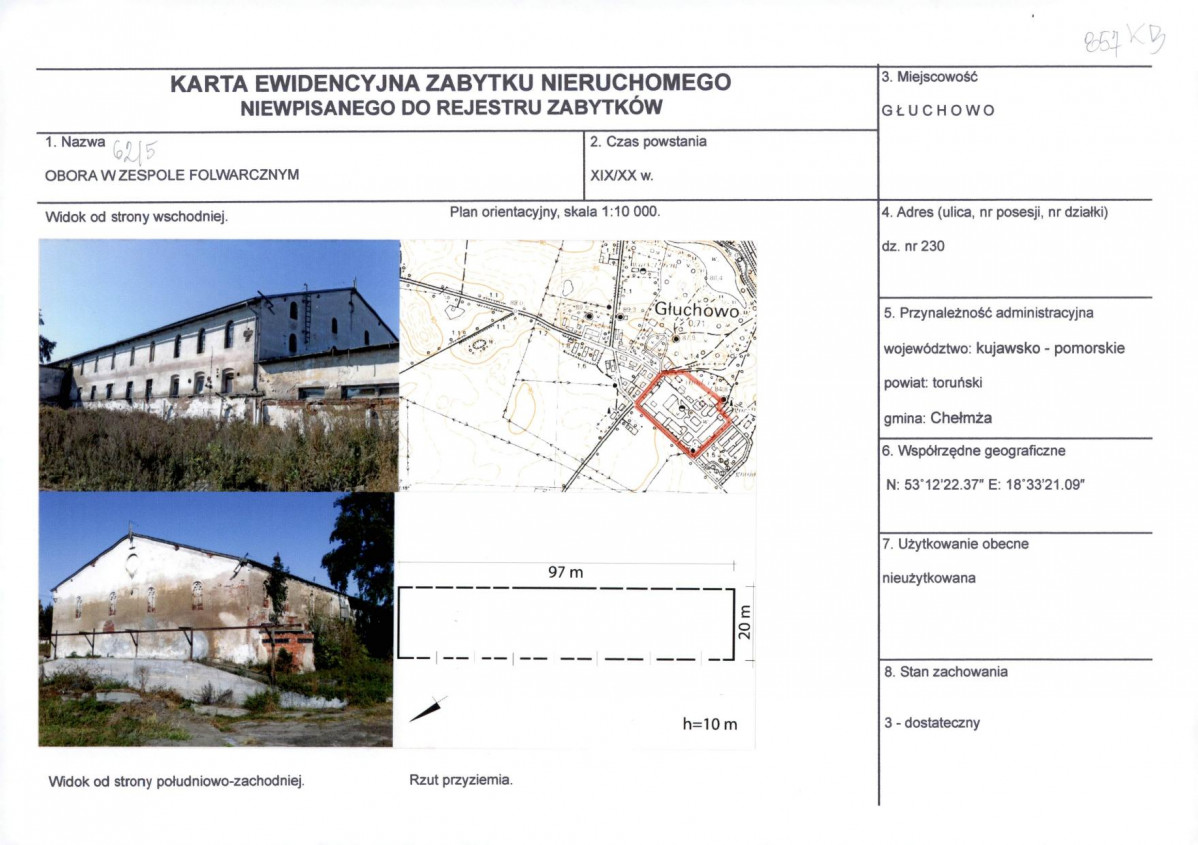 KEZN - Karta obiektu niewpisanego do rejestru, skan nr 1