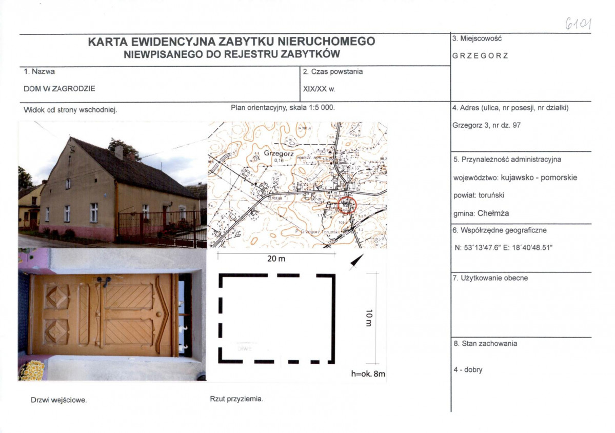 KEZN - Karta obiektu niewpisanego do rejestru, skan nr 1