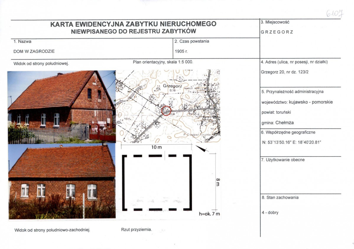 KEZN - Karta obiektu niewpisanego do rejestru, skan nr 1