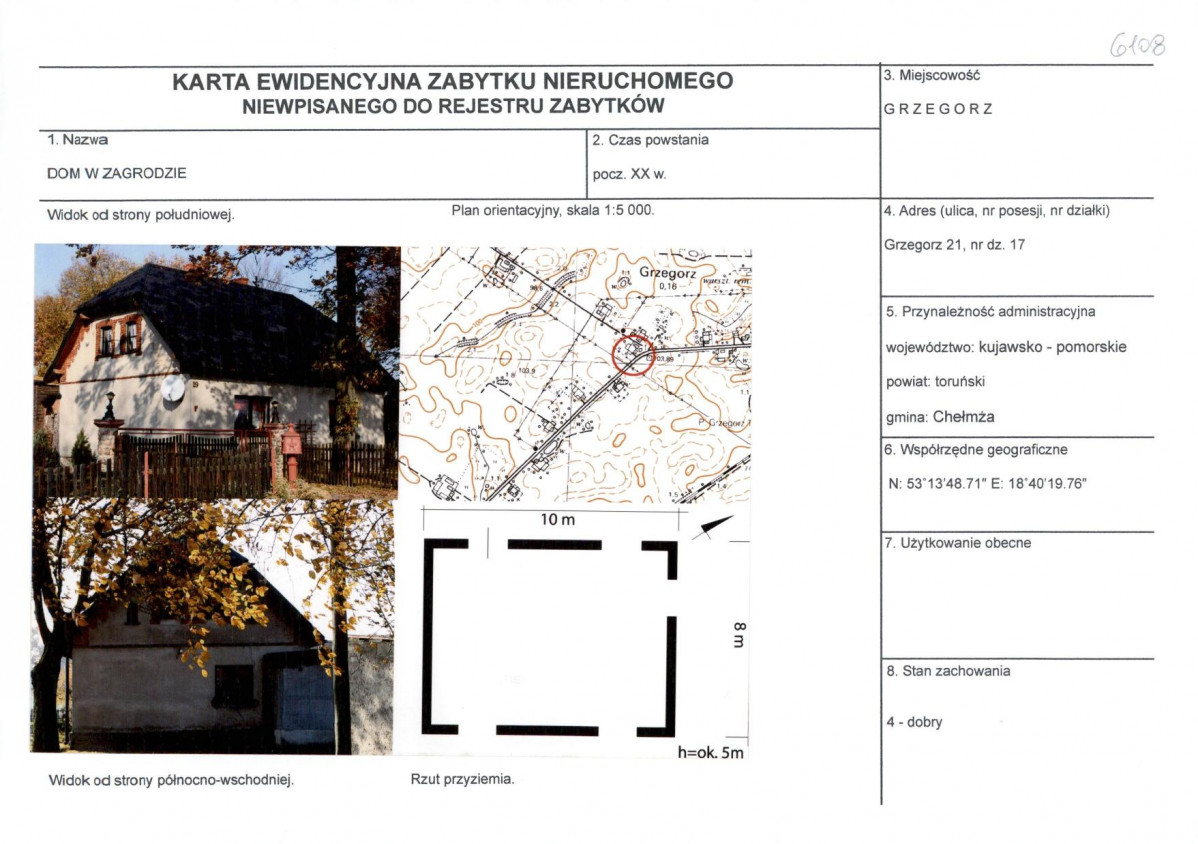 KEZN - Karta obiektu niewpisanego do rejestru, skan nr 1