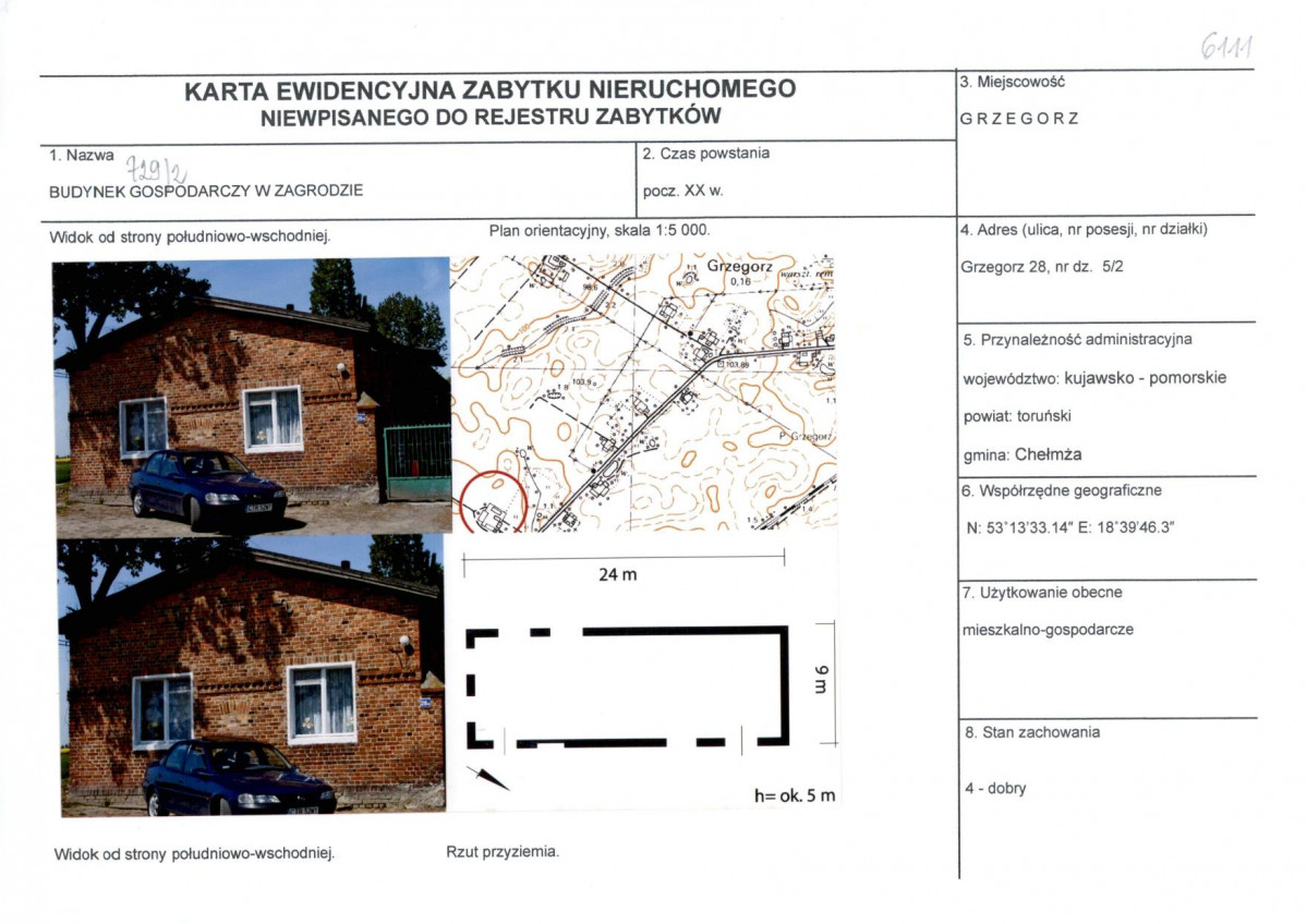 KEZN - Karta obiektu niewpisanego do rejestru, skan nr 1