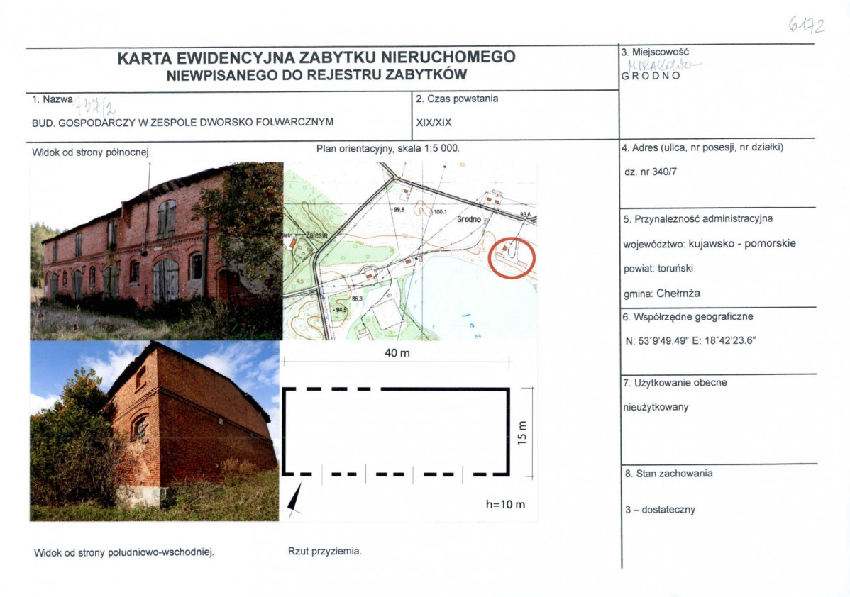 KEZN - Karta obiektu niewpisanego do rejestru, skan nr 1