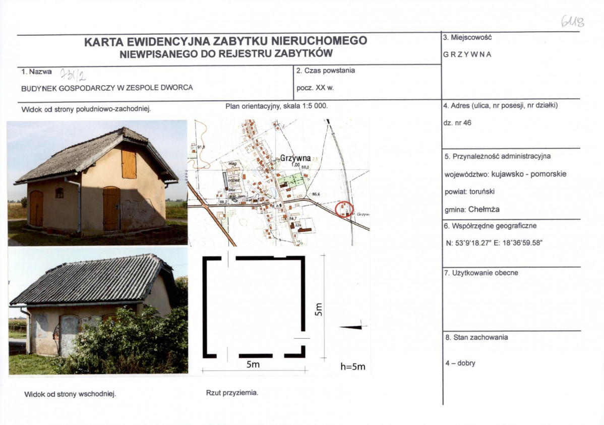 KEZN - Karta obiektu niewpisanego do rejestru, skan nr 1