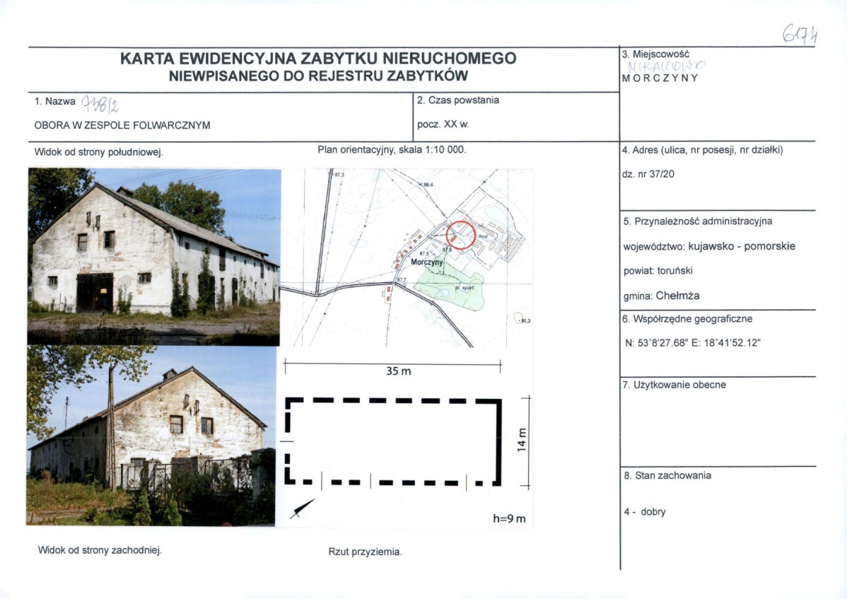 KEZN - Karta obiektu niewpisanego do rejestru, skan nr 1