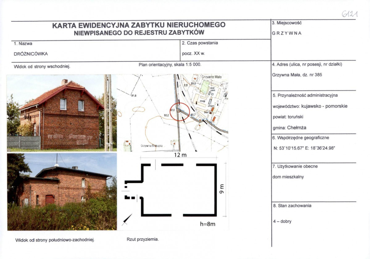 KEZN - Karta obiektu niewpisanego do rejestru, skan nr 1