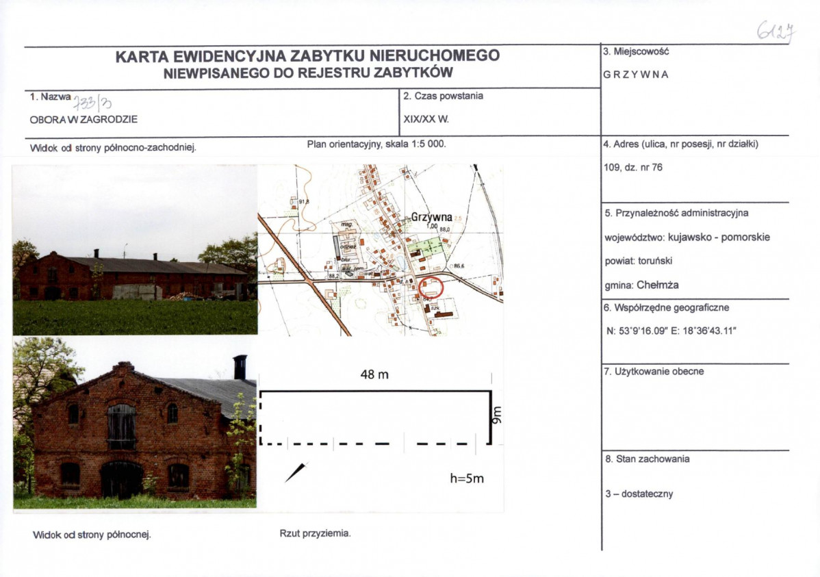 KEZN - Karta obiektu niewpisanego do rejestru, skan nr 1