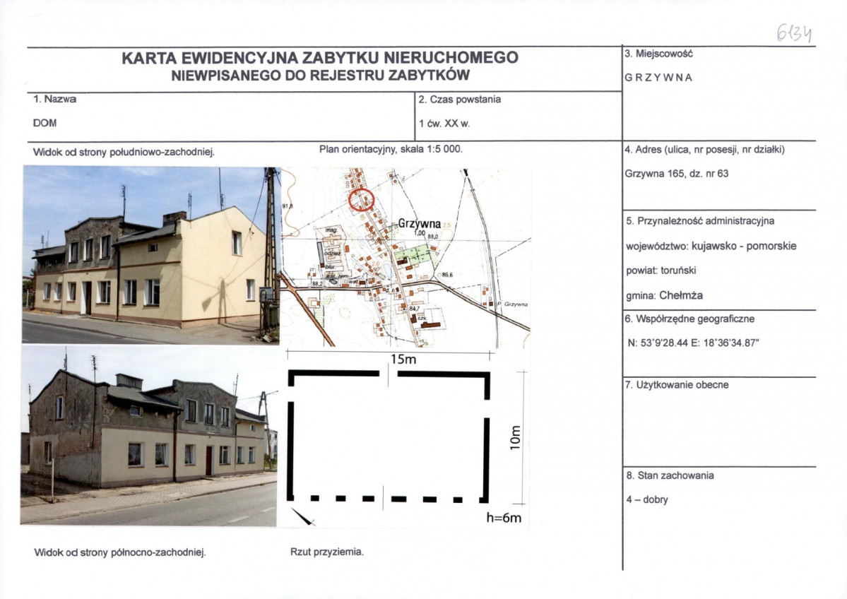 KEZN - Karta obiektu niewpisanego do rejestru, skan nr 1