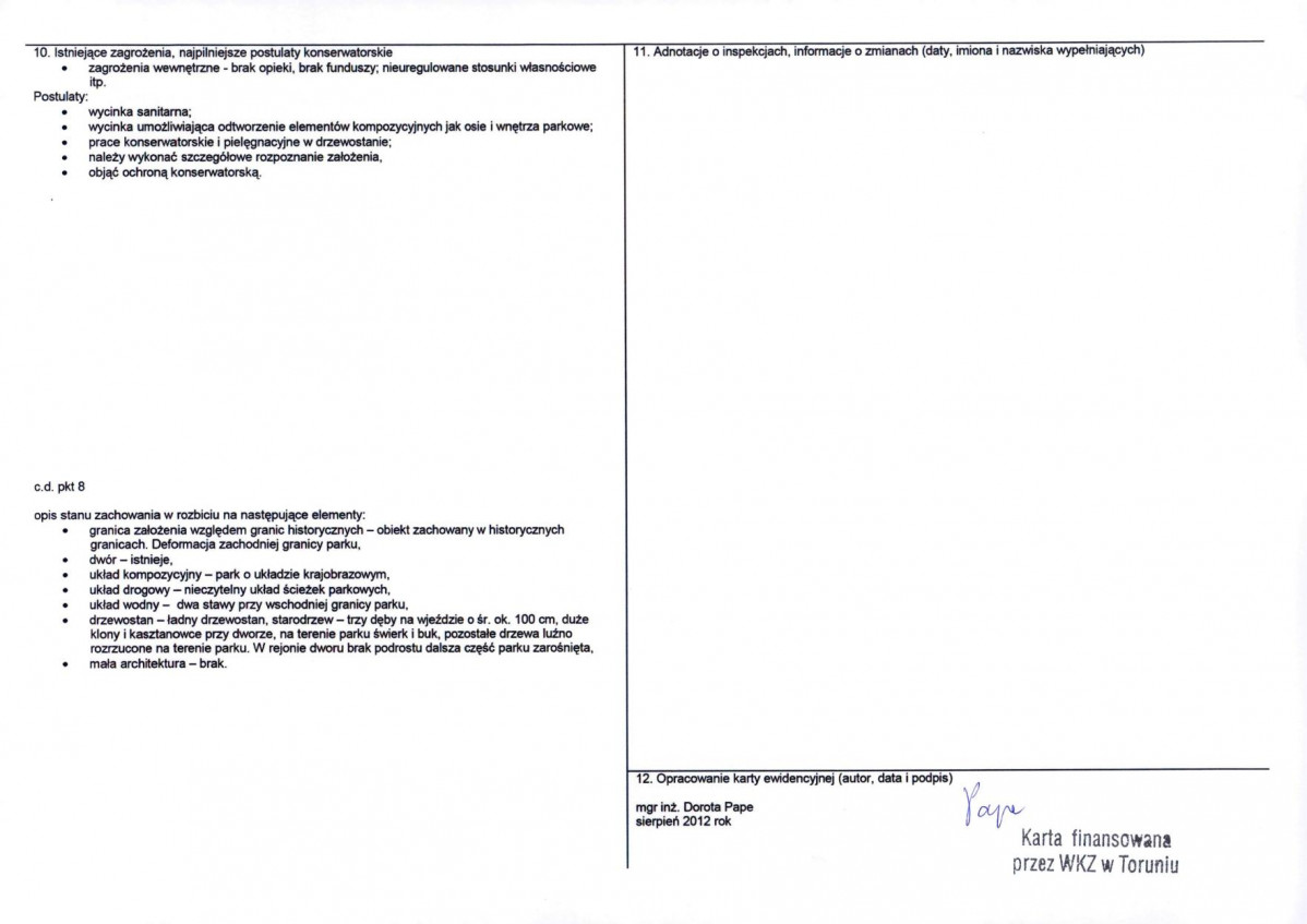 KEZN - Karta obiektu niewpisanego do rejestru, skan nr 2