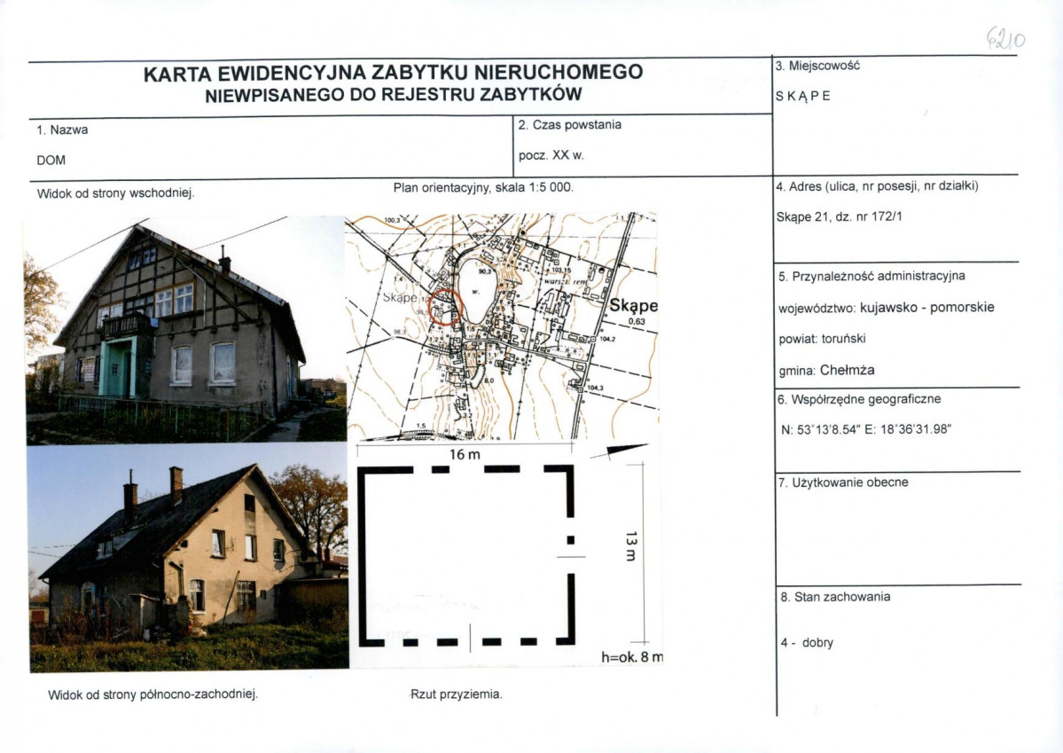 KEZN - Karta obiektu niewpisanego do rejestru, skan nr 1