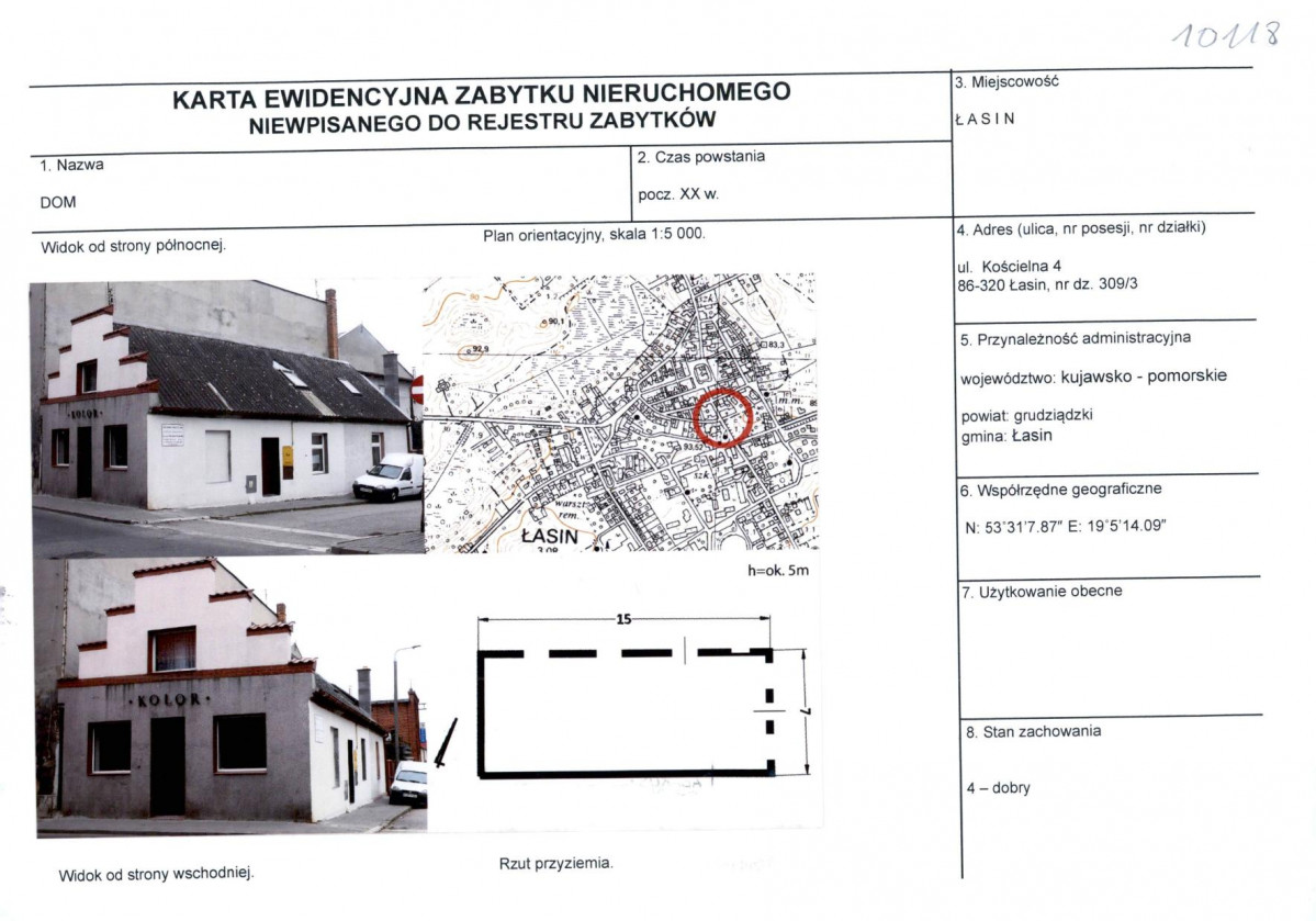 Karta obiektu niewpisanego do rejestru, skan nr 1