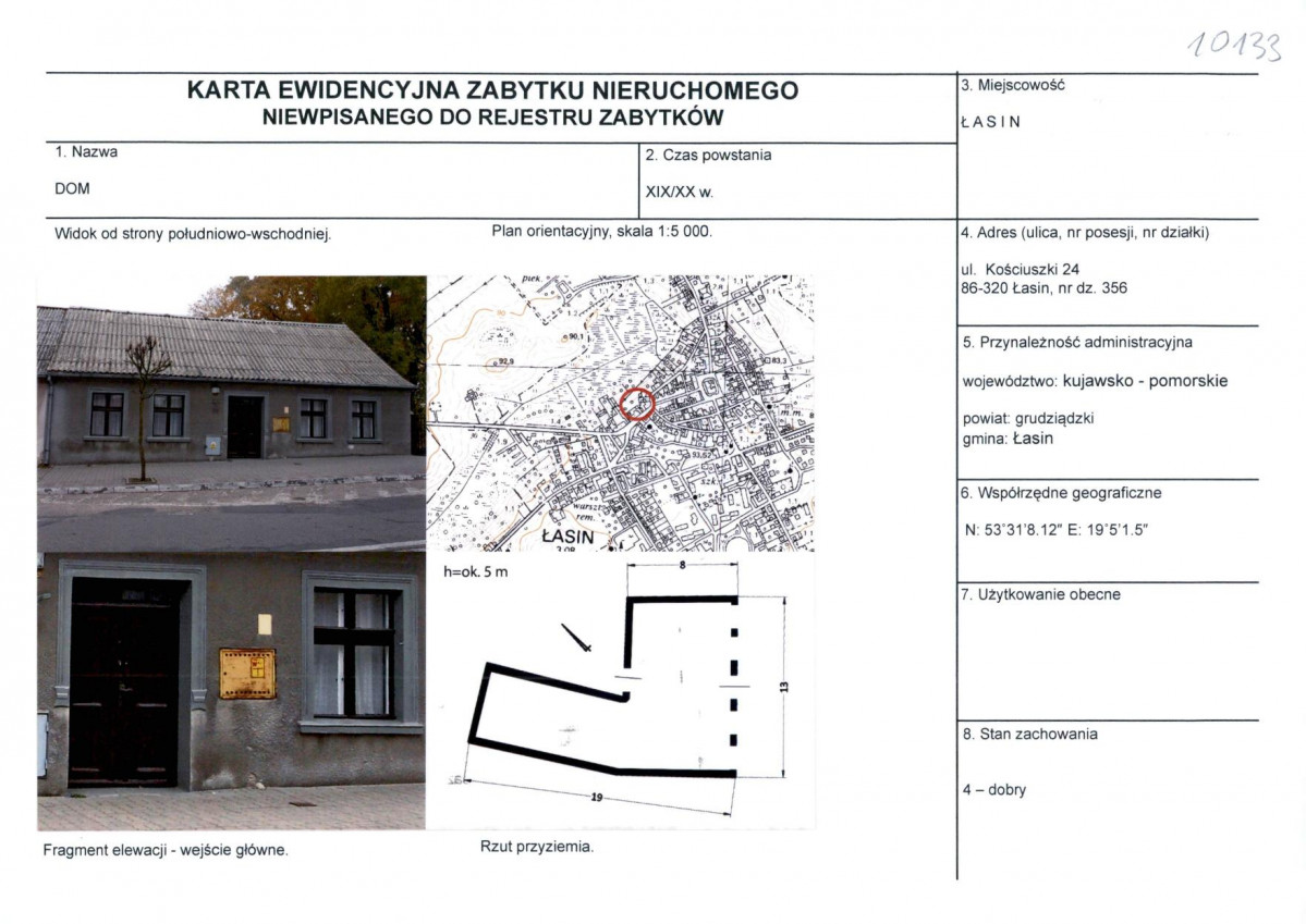 Karta obiektu niewpisanego do rejestru, skan nr 1