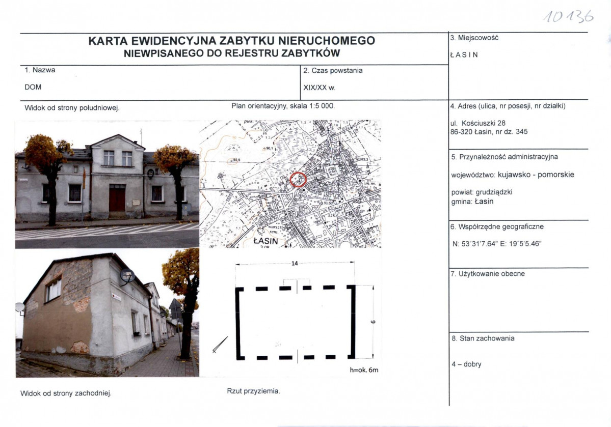 Karta obiektu niewpisanego do rejestru, skan nr 1