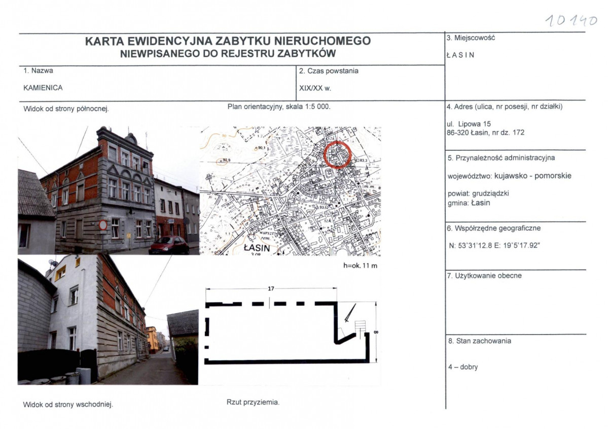 Karta obiektu niewpisanego do rejestru, skan nr 1