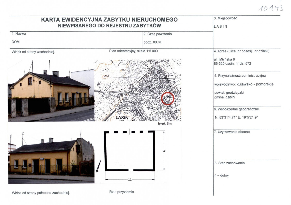 Karta obiektu niewpisanego do rejestru, skan nr 1